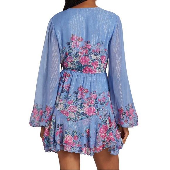 HEMANT & NANDITA Metallic Stripe Floral Minidress size M - Picture 3 of 14